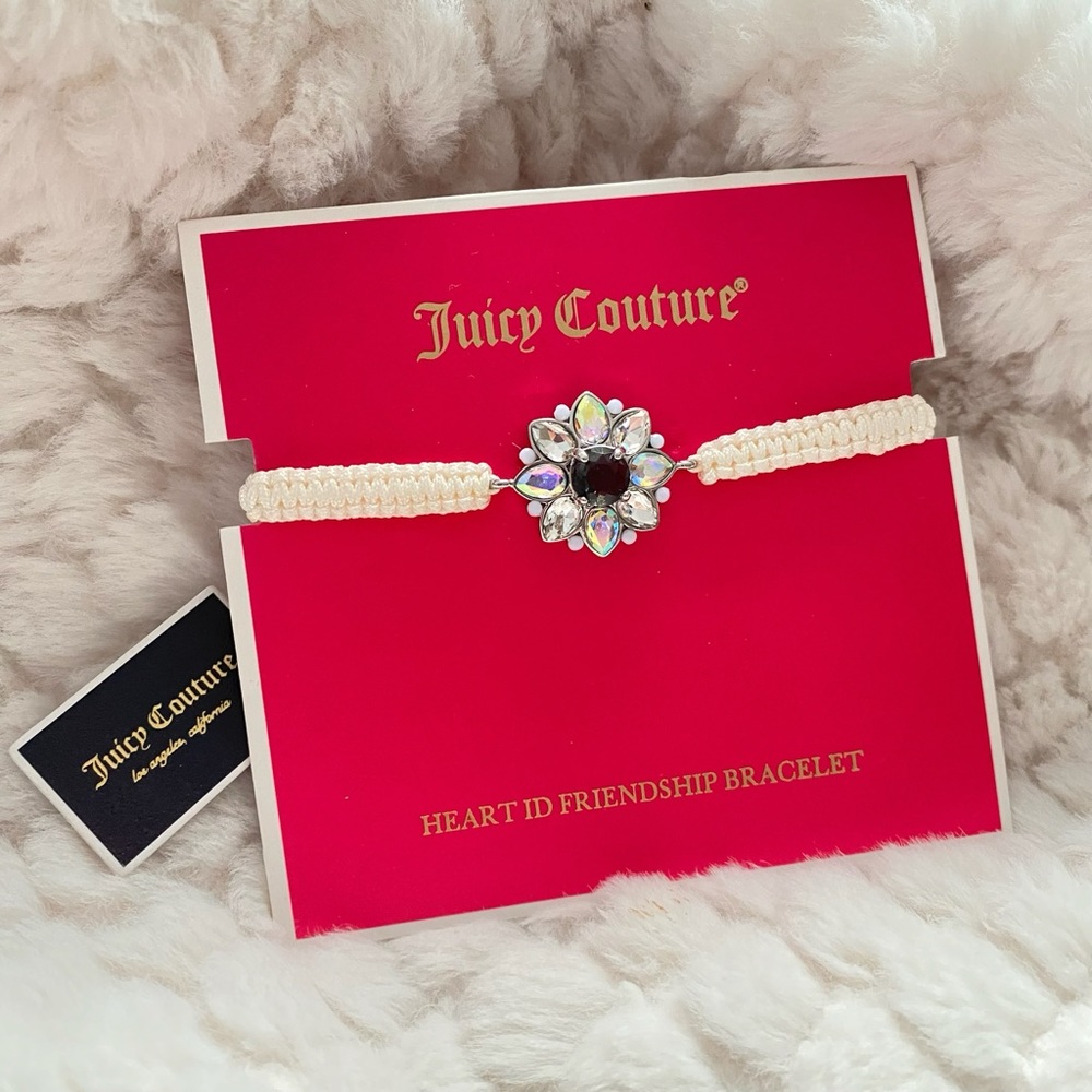 Juicy Couture White Rope Gold Tone Rhinestone Friendship Adjustable Bracelet NWT